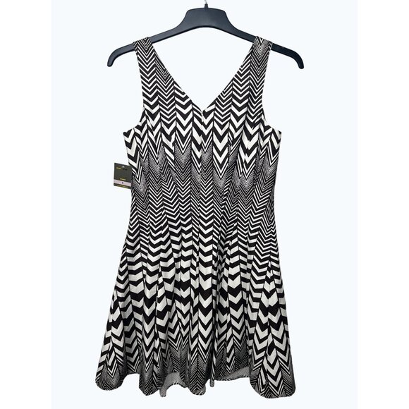 Taylor Womens Sleeveless Chevron Stripe Fit Flare Dress Size 6 - Picture 11 of 16